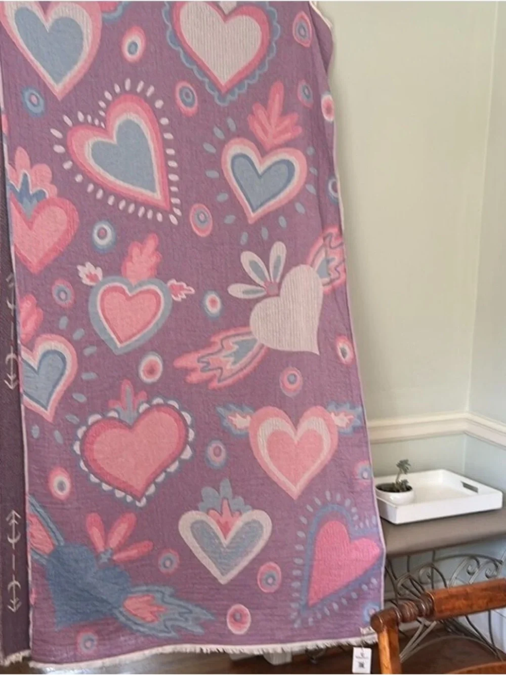 Dorm Colorful Heart Woven Throw Blanket Towel Curtain Home Decor NEW 44 x 74